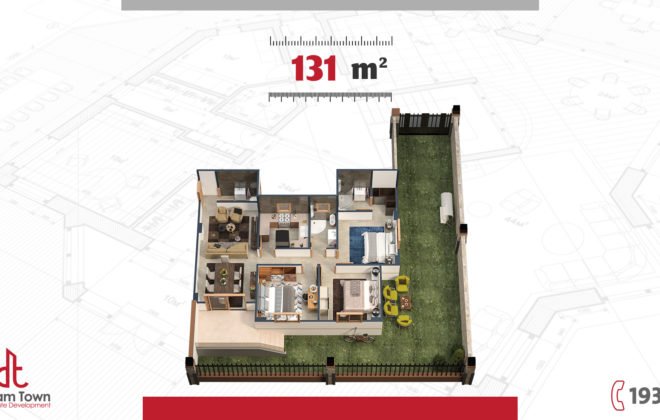 شقة الدور الأرضي مع حديقة ۱۳۱م