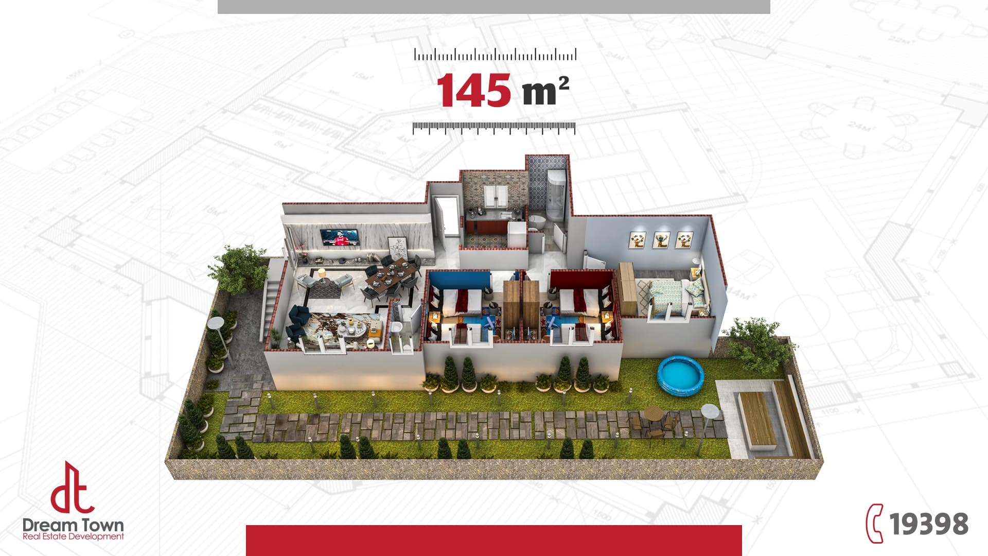 شقة الدور الأرضي مع حديقة ۱٤٥م