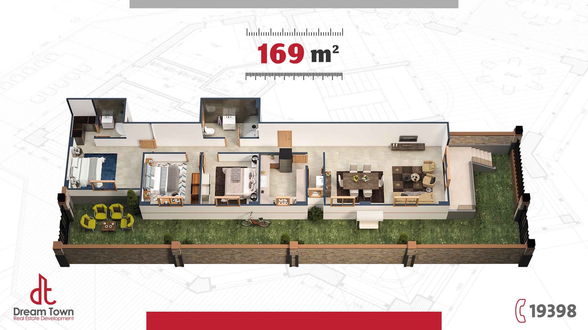 شقة الدور الأرضي مع حديقة ۱٦۹م