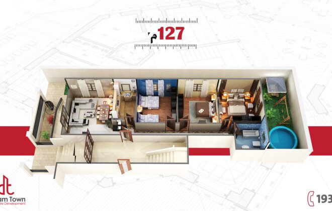 شقة الدور الارضي بحديقة 127م