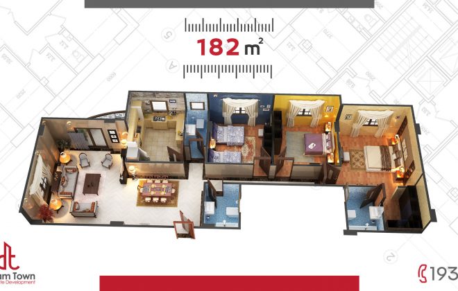 شقة الدور المتكرر 182 متر
