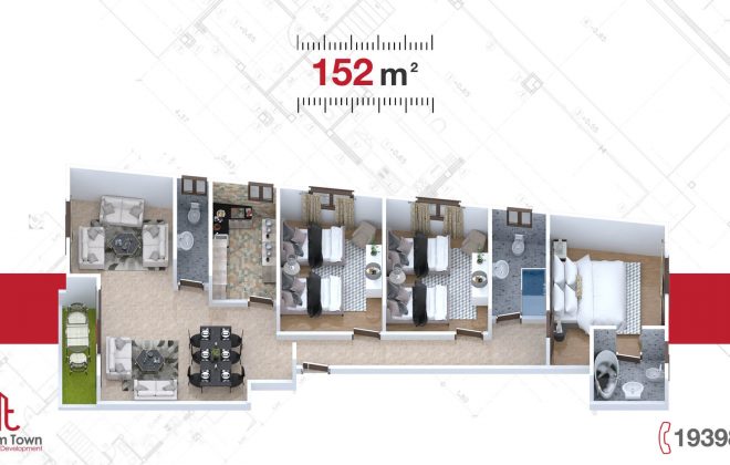 شقة الدور الأرضي 152 م