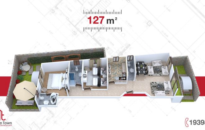 شقة الدور الأرضي 127 م