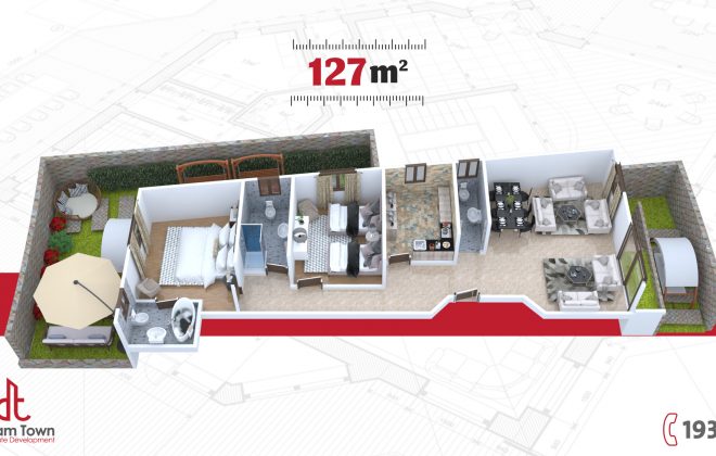 شقة الدور الارضي 127 م
